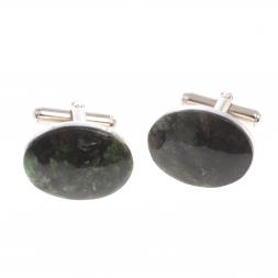 Запонки камень актиновит овальные