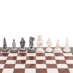 Шахматы &amp;quot;Северные народы&amp;quot; доска 40х40 см лемезит мрамор