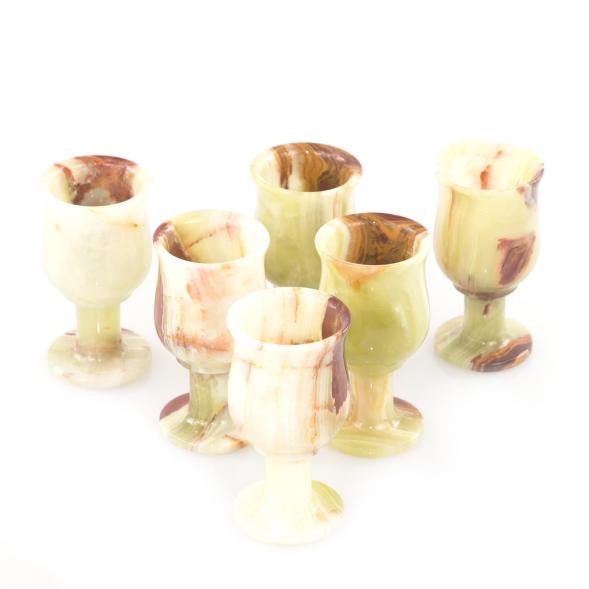 Набор сувенирных рюмок 50 мл на ножке 6 шт камень оникс 5х10 см в коробке (2х4) 121709