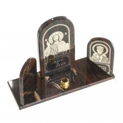 Икона триптих &amp;quot;Спаситель, Богоматерь, Николай&amp;quot; камень обсидиан