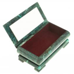 Шкатулка с иллюстрацией &amp;quot;Медведь в еловом лесу&amp;quot; камень змеевик 17,5х9,5х7,5 см