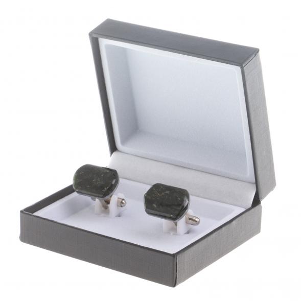 Запонки камень актиновит закругленные 124448