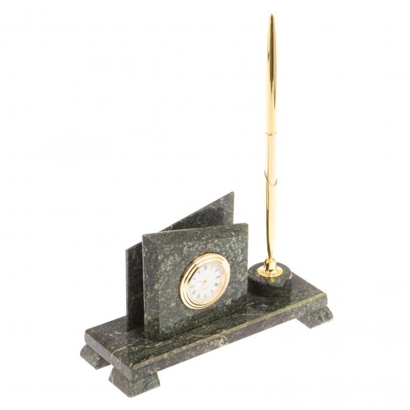 Визитница настольная с подставкой под ручку Мини 3&amp;quot; камень змеевик 126321