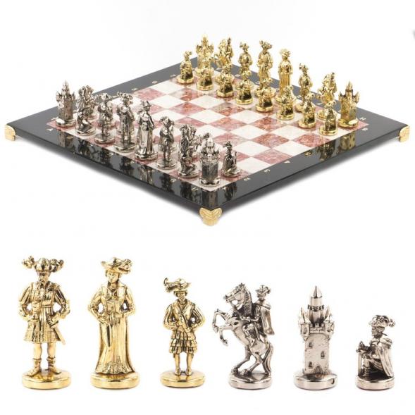 Шахматы настольные из камня &amp;quot;Средневековье&amp;quot; 44х44 см мрамор лемезит 119427