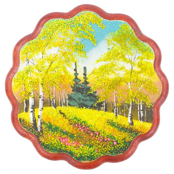 Панно с рисунком из камня &amp;quot;Осень&amp;quot;  16,5х16,5 см 120138