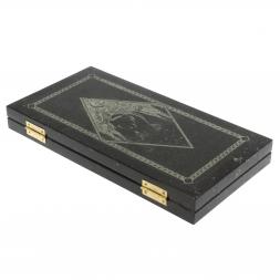 Каменные нарды с гравировкой &amp;quot;Волк и медведь&amp;quot; с гербом РФ