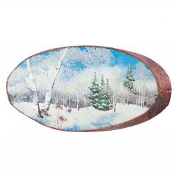 Панно на спиле дерева "Зима" горизонтальное 30-35 см