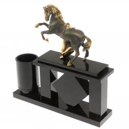 Настольный мини-набор &amp;quot;Конь с попоной&amp;quot; из малахита