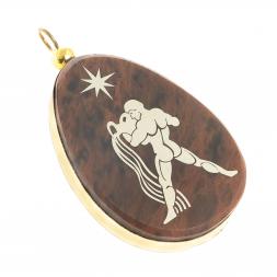 Брелок-кулон знак зодиака &amp;quot;Водолей&amp;quot; камень обсидиан