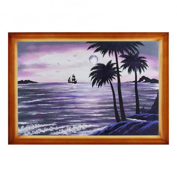 Картина &amp;quot;Пальмы на берегу&amp;quot; багет 46х66 см, каменная крошка 111796
