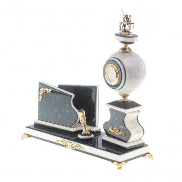 Письменный прибор &amp;quot;Георгий Победоносец&amp;quot; мрамор, лабрадорит 124528