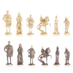 Шахматный ларец &amp;quot;Русские&amp;quot; фигуры из бронзы, доска бук 39х39 см