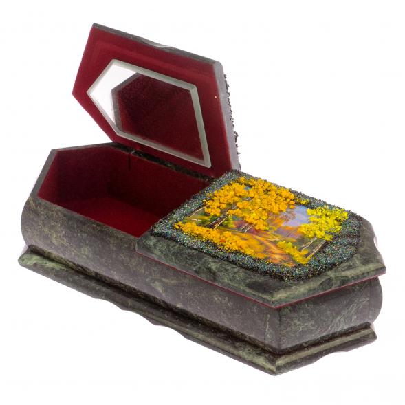 Шкатулка с двумя отделениями &amp;quot;Хозяйка медной горы с осенним пейзажем&amp;quot; 29,5х12х8 см 125727