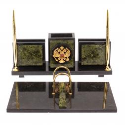 Настольный набор &amp;quot;Офисный&amp;quot; камень змеевик