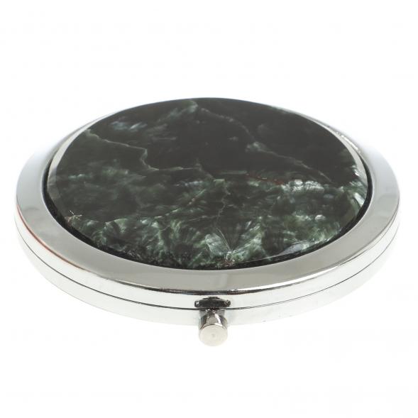 Зеркало круглое из камня серафинит цвет серебро 122787