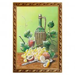 Натюрморт &amp;quot;Фрукты с бутылкой вина&amp;quot; багет 46х66 см, каменная крошка