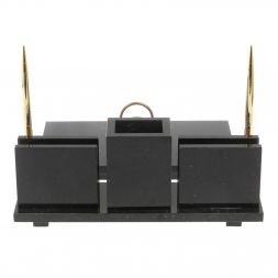 Настольный набор &amp;quot;Офисный&amp;quot; с гербом РФ из камня лемезит