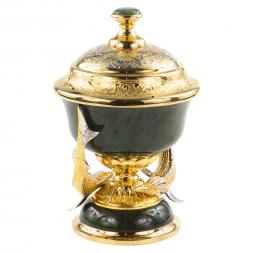 Икорница из нефрита &amp;quot;Две стерлядки&amp;quot; Златоуст