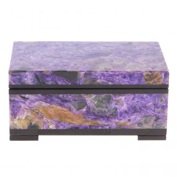 Каменная шкатулка из чароита 9х6х4 см 122266