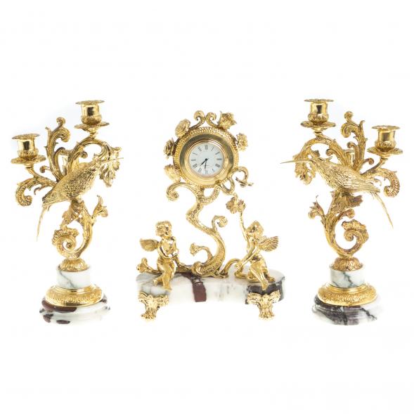 Каминные часы с канделябрами &amp;quot;Ангелы&amp;quot; камень мрамор 122670