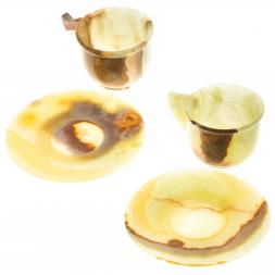 Чайная пара из камня оникс (2 чашки, 2 блюдца) 100 мл