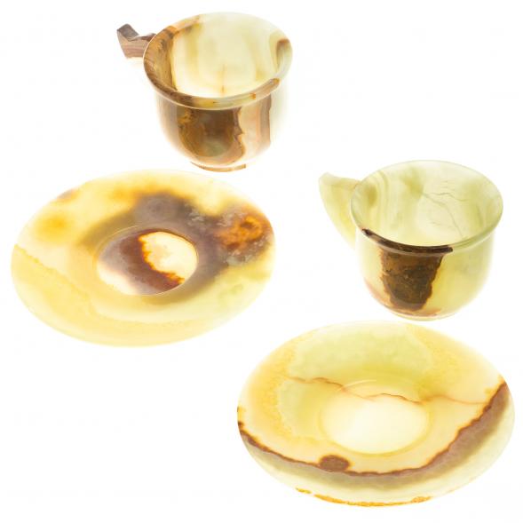 Чайная пара из камня оникс (2 чашки, 2 блюдца) 100 мл 123959