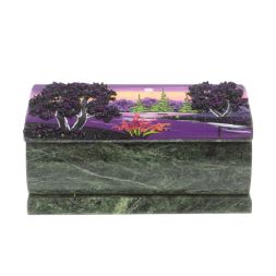 Шкатулка с росписью &amp;quot;Рассвет&amp;quot; камень змеевик 15х7,5х6 см