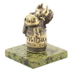 Статуэтка из бронзы и змеевика &amp;quot;Бык тушенка&amp;quot;