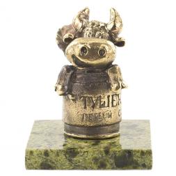 Статуэтка из бронзы и змеевика &amp;quot;Бык тушенка&amp;quot;