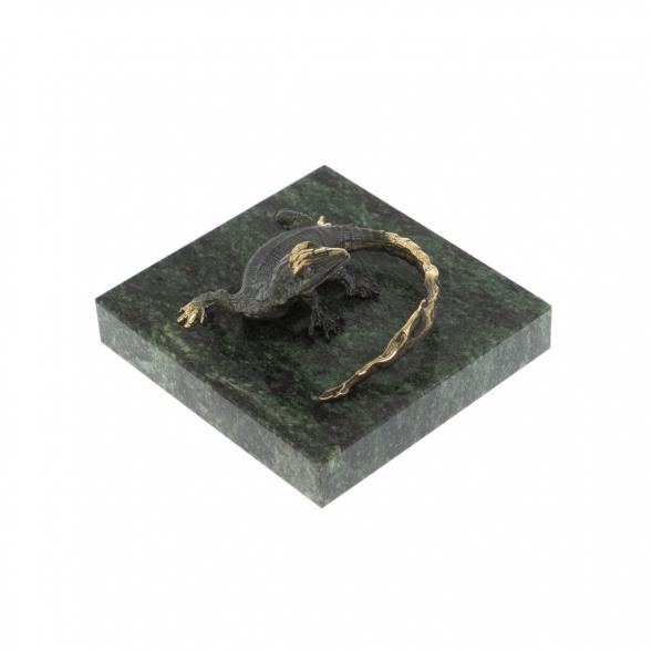 Статуэтка &amp;quot;Ящерица с длинным хвостом&amp;quot; бронза змеевик 125575