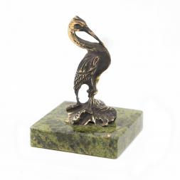Статуэтка из бронзы на подставке из змеевика &amp;quot;Цапля&amp;quot;