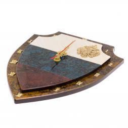 Часы настенные &amp;quot;Герб РФ&amp;quot; лабрадорит, змеевик, мрамор