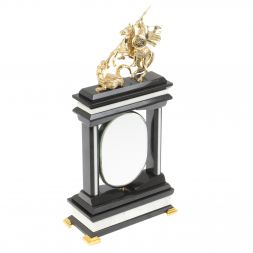 Часы "Георгий Победоносец" из мрамора и долерита с поворотным зеркалом