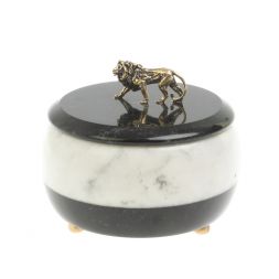 Шкатулка круглая "Лев" из мрамора 10х10х9 см