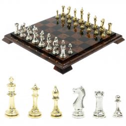 Шахматы &amp;quot;Стаунтон&amp;quot; доска из обсидиана 40х40 см