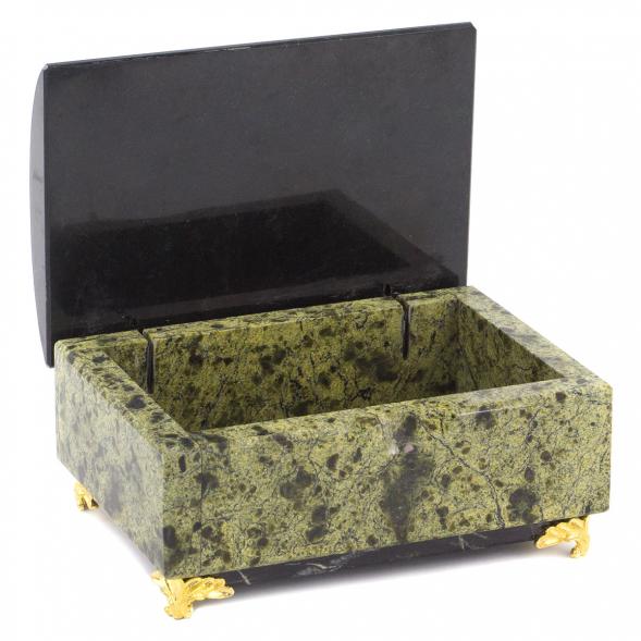 Шкатулка из камня &amp;quot;Сундук&amp;quot; большая змеевик 12,5х8х7,5 см 120234