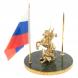 Статуэтка &amp;quot;Георгий Победоносец&amp;quot; с флагом РФ на нефрите 20х20х27 см 129798