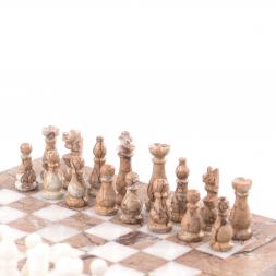 Шахматы из камня &amp;quot;Виктория&amp;quot; оникс, мрамор 25х25 см