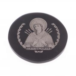 Икона автомобильная &amp;quot;Семистрельная&amp;quot; на черном обсидиане 47 мм