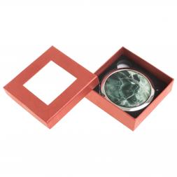 Зеркало круглое из камня офит цвет серебро