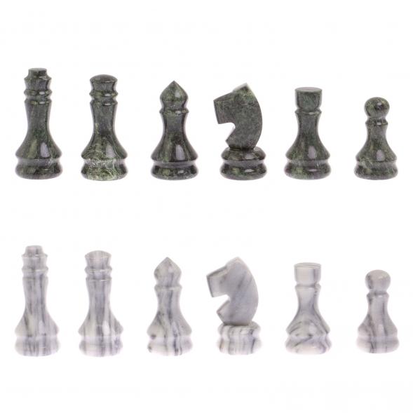 Шахматы с гравировкой &amp;quot;Турнирные&amp;quot; доска 38х38 см серый мрамор, змеевик 125334