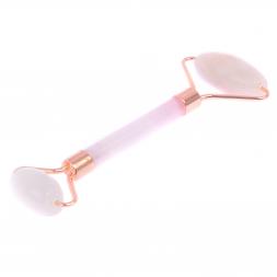 Подарочный набор роликовый массажер и скребок гуаша из розового оникса