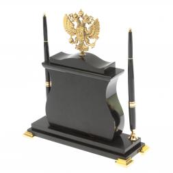 Настольные часы "Герб России" из яшмы