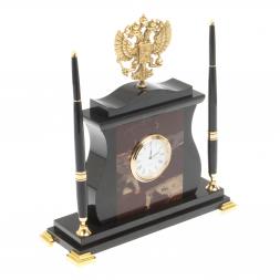 Настольные часы "Герб России" из яшмы