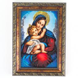 Икона Дева Мария рамка багет 10х15 см, каменная крошка