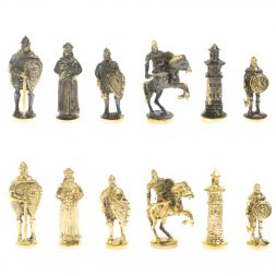 Шахматы &amp;quot;Богатыри&amp;quot; фигуры бронза доска 40х40 см из обсидиана