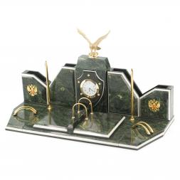 Письменный набор из камня &amp;quot;Орел&amp;quot; змеевик бронза