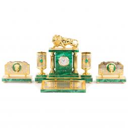 Настольный набор &amp;quot;Лев&amp;quot; малахит