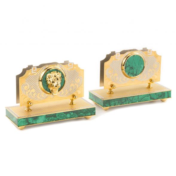 Настольный набор &amp;quot;Лев&amp;quot; малахит 120055