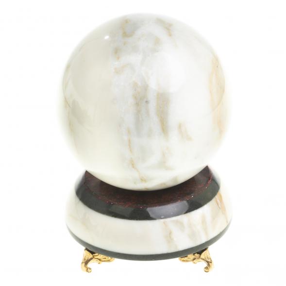 Шар антистресс 10,5 см из мрамора газган на подставке 123605